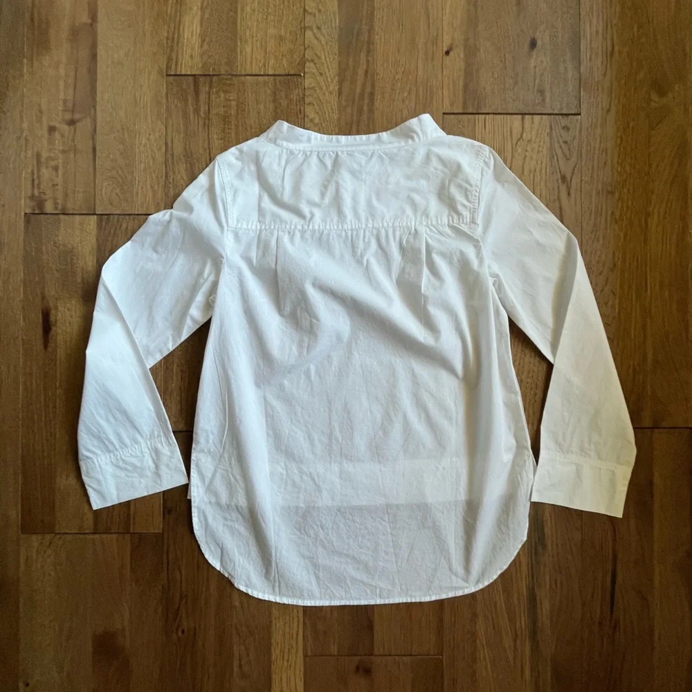NWT J. Crew Poplin Cotton Funnelneck White Blouse‎ Women’s Sz 4 Fishercore Boho